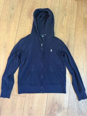 Ralph Lauren Navy Zip-Up Teddy Hoodie Jacket